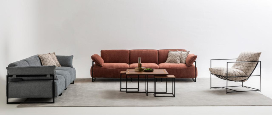 Luksusowy Zestaw sofowy 2x czteroosobowe designerskie sofy do salonu Fotel