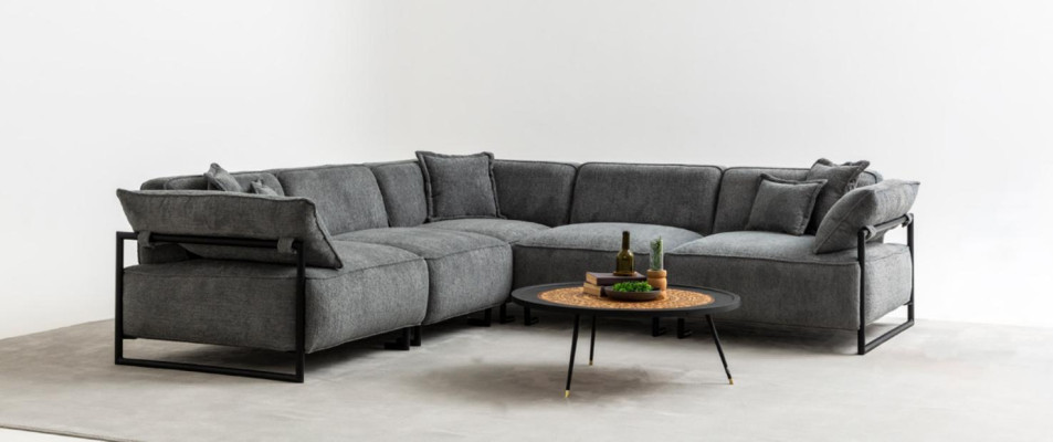 Sofa materiałowa Sofa Żywy krajobraz Narożnik Design Nowoczesna sofa Narożnikowa kanapa L-Shape Grey