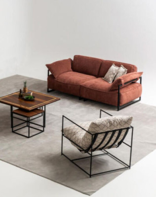 Pokój dzienny Różowy Włókienniczy Sofa 3 miejsce do siedzenia Luksusowe Meble Siedziba Design Lounge nowość