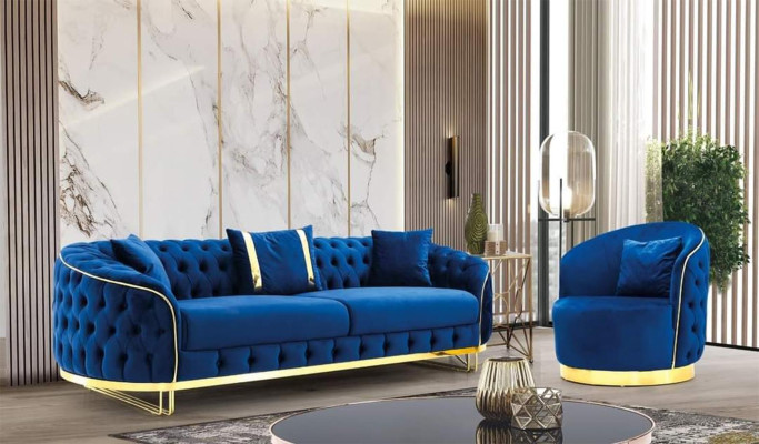 Okrągły salon Blue Chesterfield Fotel, designerski, jednoosobowy fotel Fotel. xlmeble.pl