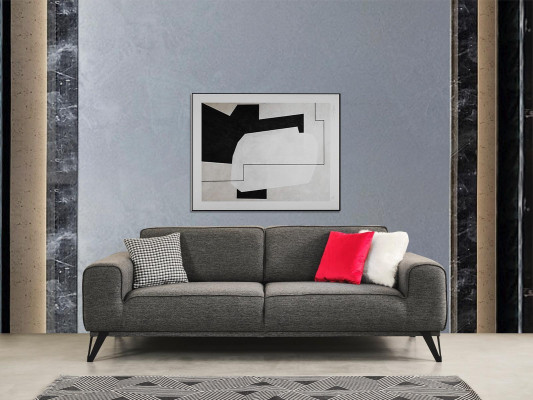 Szara 3-miejsce siedzące Sofa materiałowa Nowoczesny Design Pokój dzienny Włókienniczy Materiał Materiał