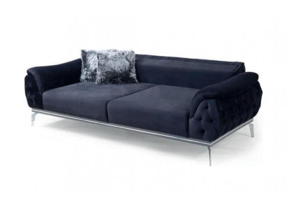 Czarny Chesterfield Design Włókienniczy Material Nowoczesna 3-miejscowa sofa materiałowa