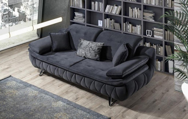 Zestaw do salonu 3 sztuki Czarny Biały 2x sofy z Fotel Modern Design Włókienniczy