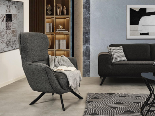 Szary Kolor Nowoczesny Design 1-miejsce siedzące Fotel Materiał Włókienniczy Materiał Nowoczesny Design