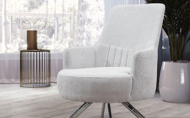 Biały Kolor 1-miejsce siedzące Pokój dzienny Materiał Fotel Nowoczesny Design Włókienniczy Materiał