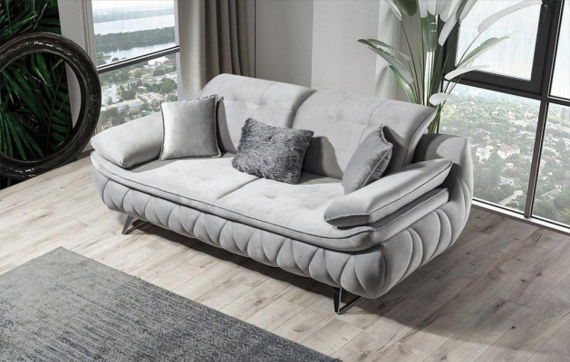 Zestaw do salonu 3 sztuki Czarny Biały 2x sofy z Fotel Modern Design Włókienniczy