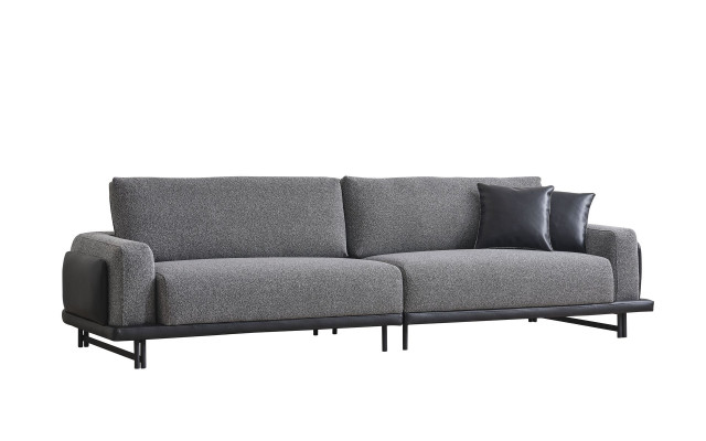 Szary salon trzyosobowy luksusowy Meble tapicerowane designerska rama drewniana