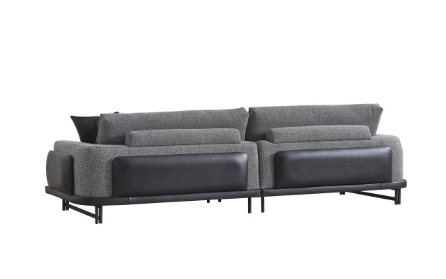 Szary salon trzyosobowy luksusowy Meble tapicerowane designerska rama drewniana