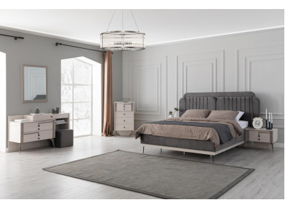 Sypialnia Kompletna Ustawić łóżko 2x Szafki nocne Meble Luxury 7-częściowe