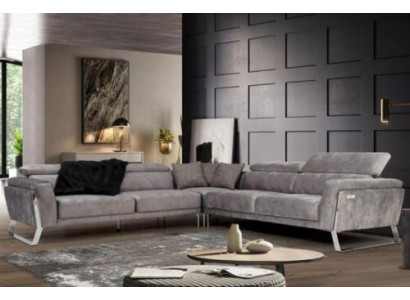 Szary Salon Narożnikowa kanapa Kanapa w kształcie litery L Duża Sofa materiałowa Luksusowe meble Nowe