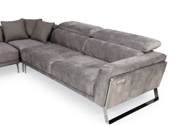 Szary Salon Narożnikowa kanapa Kanapa w kształcie litery L Duża Sofa materiałowa Luksusowe meble Nowe
