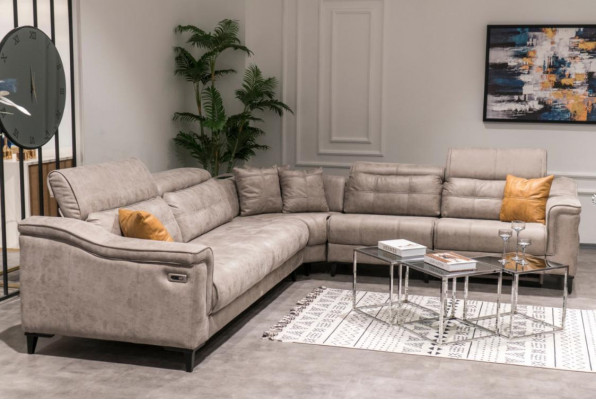 Solidna szara kanapa Narożnikowa salon w kształcie litery L skórzana sofa designerskie kanapy