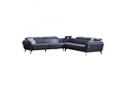 Solidna, szara, materiałowa sofa, designerska sofa w kształcie litery L, podkładka do salonu