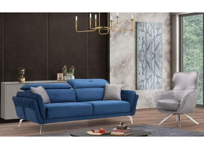 Wykwintny zestaw sofowy Blue trzymiejscowy designerski Fotel Podkładka Meble