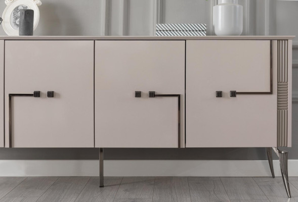 Nowoczesny komplet do jadalni designerski kredens 4-drzwiowy luksusowy Lustro 2-częściowy
