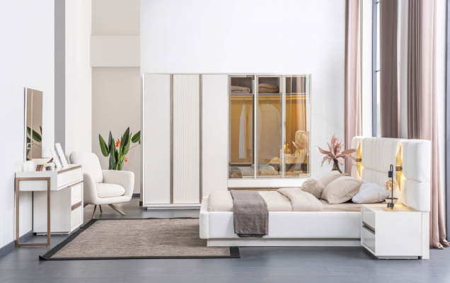 Designerski stolik kosmetyczny Toaletka Biała Sypialnia Robust Tabela