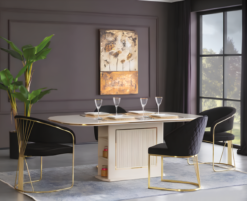 Krzesło tapicerowane krzesło do jadalni krzesło drewniane krzesło kuchenne Czarny Modern Gold