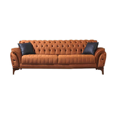 Czarny-Orange Chesterfield Zestaw sofowy do salonu Fotel 4-częściowy