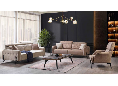 Designerski zestaw wypoczynkowy do salonu w kolorze beżowym 2x sofy 2x Fotel Luxury Meble
