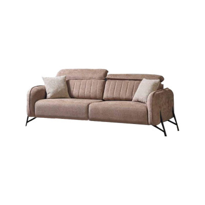 Beżowy salon Zestaw sofowy Designer 2x StoffFotel 3-miejsce siedzące 3szt.
