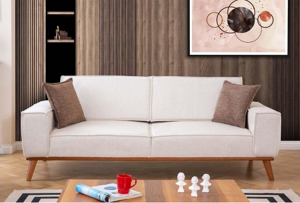 Biały Salon Ustaw Stylowy 3-miejsce do siedzenia Designerski Fotel 2-częściowy komplet