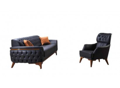 Czarna designerska Chesterfield Ustaw luksusową skórzaną sofę designerskiego Fotel