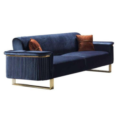 Blue Living Room 3-miejsce siedzące Luksusowa Sofa Materiałowa Eleganckie Meble tapicerowane