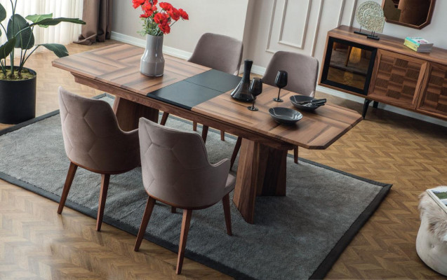 Stylowa grupa jadalniana Ekskluzywny stół drewniany Designerski kredens Krzesła 10 sztuk