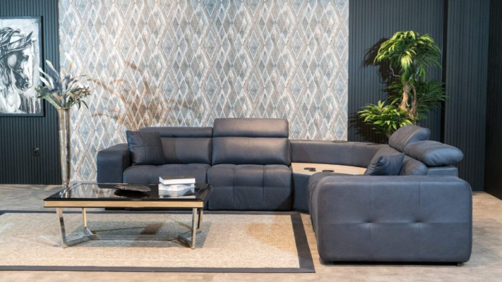 Narożnikowa kanapa skórzana sofa w kształcie litery L duża sofa szara kanapa projekt salonu