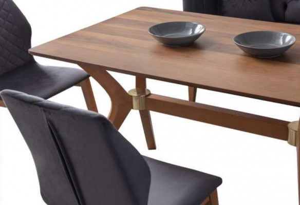 Czarno-brązowy zestaw do jadalni Chesterfield designerska ławka narożna Stół obiadowy