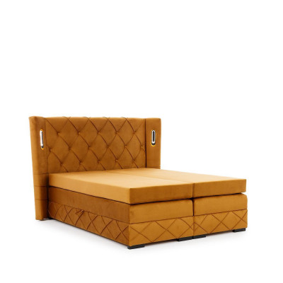 Brązowa Ekskluzywna Chesterfield Łóżko Podkładka Szafki nocne Designer Meble