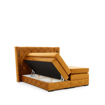 Brązowa Ekskluzywna Chesterfield Łóżko Podkładka Szafki nocne Designer Meble
