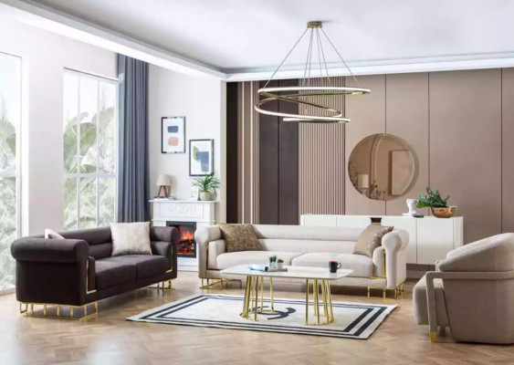 Sofa 3 miejsce do siedzenia Włókienniczy Living Room Design Modern New Luxury Biały