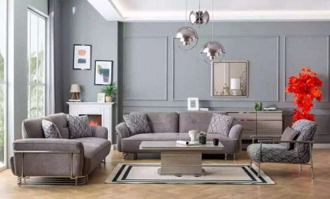 Sofa 3 miejsce do siedzenia Włókienniczy Living Room Design Modern New Luxury Biały szary