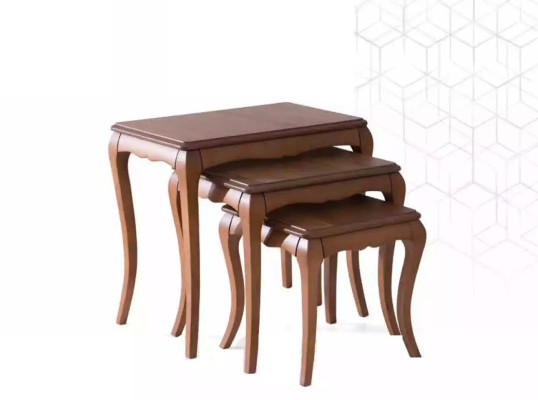 Stolik 3x meble do salonu brązowy materiał Stal nierdzewna design nowość