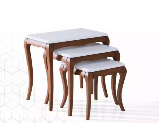 Stolik 3x Meble do Salonu Materiał Drewno Biały Design Nowoczesny