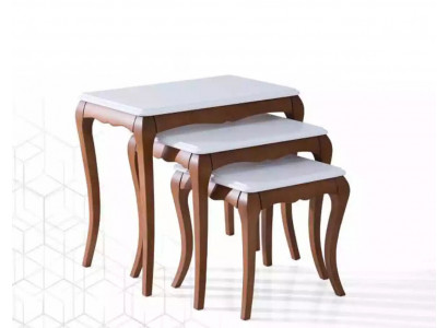 Stolik 3x Meble do Salonu Materiał Drewno Biały Design Nowoczesny