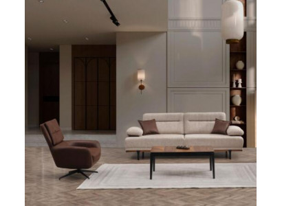 Zestaw sofowy Sofa materiałowa trzyosobowa Fotel Couch beżowa 2-częściowa sofa tapicerowana