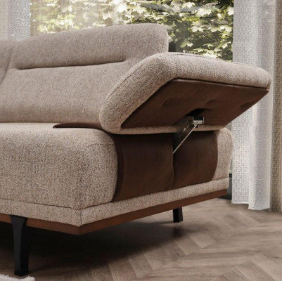 Zestaw sofowy Sofa materiałowa trzyosobowa Fotel Couch beżowa 2-częściowa sofa tapicerowana