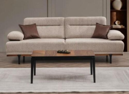 Sofa materiałowa sofa trzyosobowa 3 miejsce do siedzenia kanapa tapicerowana beżowa nowoczesna