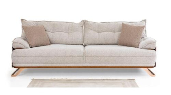 Sofa trzyosobowa 3 miejsce do siedzenia kanapa tapicerowana sofa materiałowa beżowa nowoczesna
