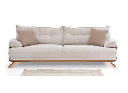 Sofa trzyosobowa 3 miejsce do siedzenia kanapa tapicerowana sofa materiałowa beżowa nowoczesna