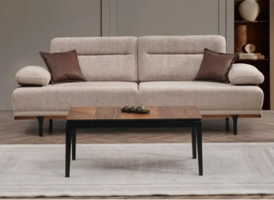 Kompletna sofa materiałowa trzyosobowa Fotel Couch Beige Zestaw 3-częściowych tapicerowanych sof
