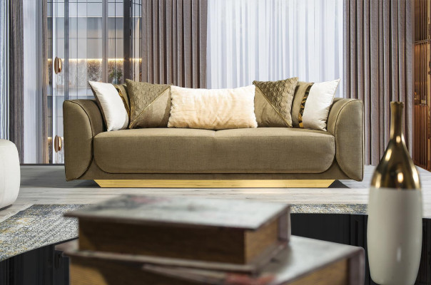 Designerska sofa 3-miejsce siedzące zielona tkanina sofa sofa tapicerka sofy tekstylia kanapa