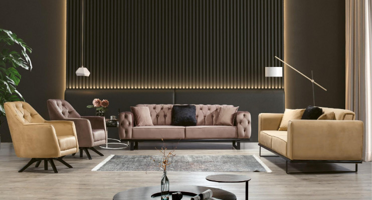 Zestaw sofowy Couch Set Chesterfield 3+3+1+1 Siedziba Sofa Podkładka Meble Ustawić