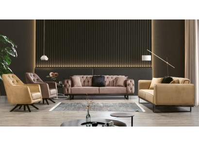 Zestaw sofowy Couch Set Chesterfield 3+3+1+1 Siedziba Sofa Podkładka Meble Ustawić