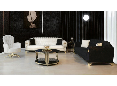 Luksusowy Zestaw Sofowy Chesterfield 3+3+1 Sofa Podkładka Meble Obcios