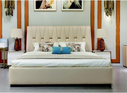 Łóżko Podkładka Design Luxury Metal Double Łóżko Hotelowe Małżeństwo Sleep Pokój Włókienniczy