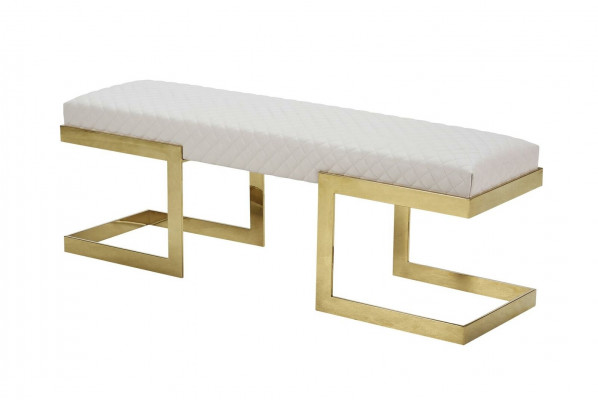 Ławka skórzana Biały Sypialnia Stal nierdzewna Modern Design Meble luksusowy podnóżek ławkowy