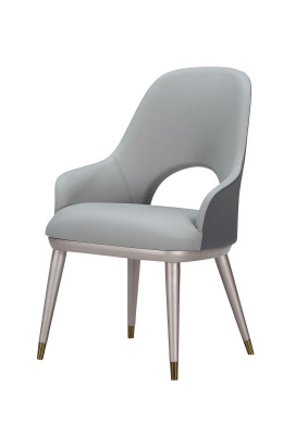 Fotel Krzesła Design Meble Luksusowa jadalnia Stal brąz Szary Skórzany Krzesło Noble